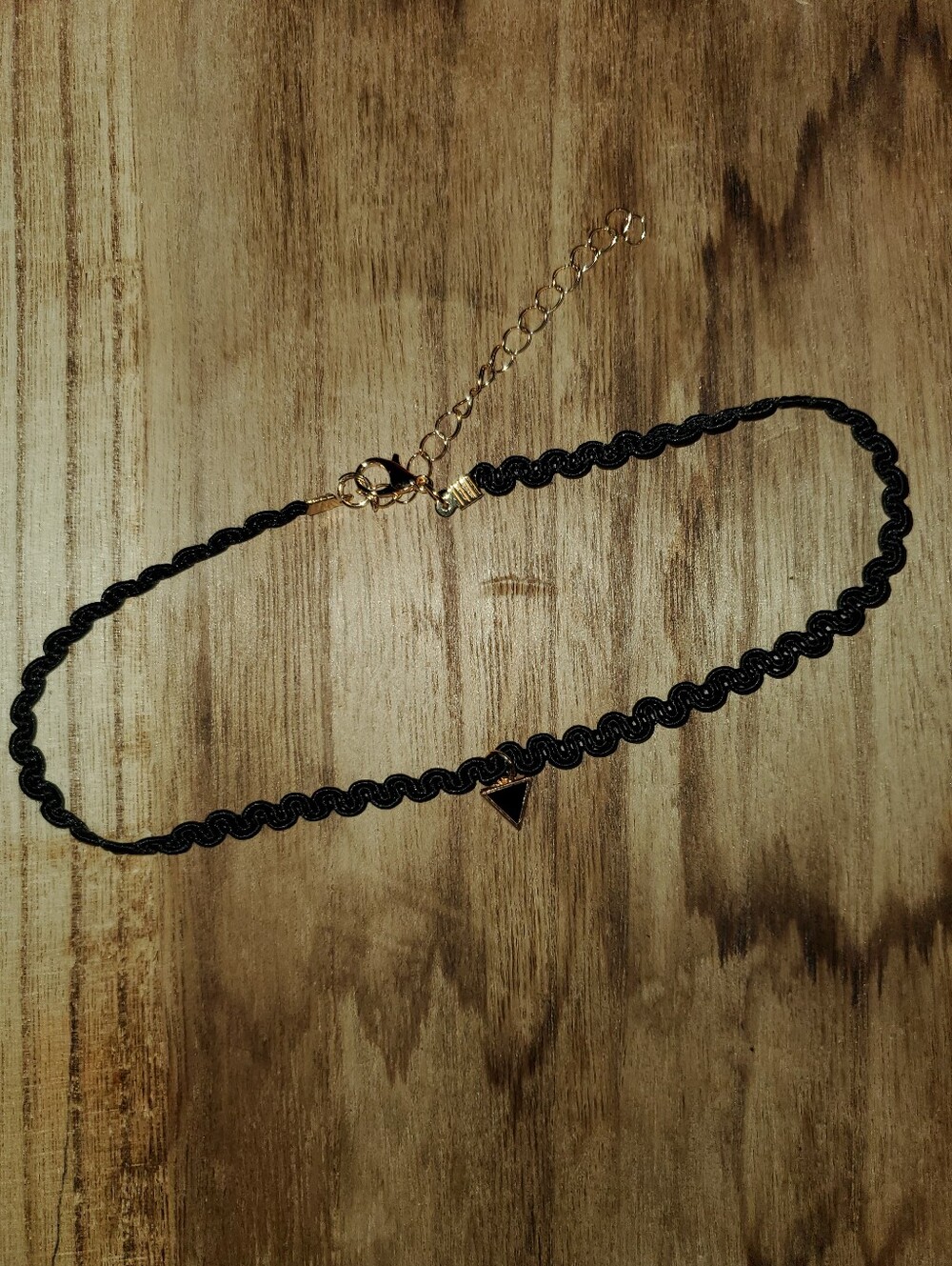 B2G1F Black Choker Necklace with Gold And Black Triangle Accent